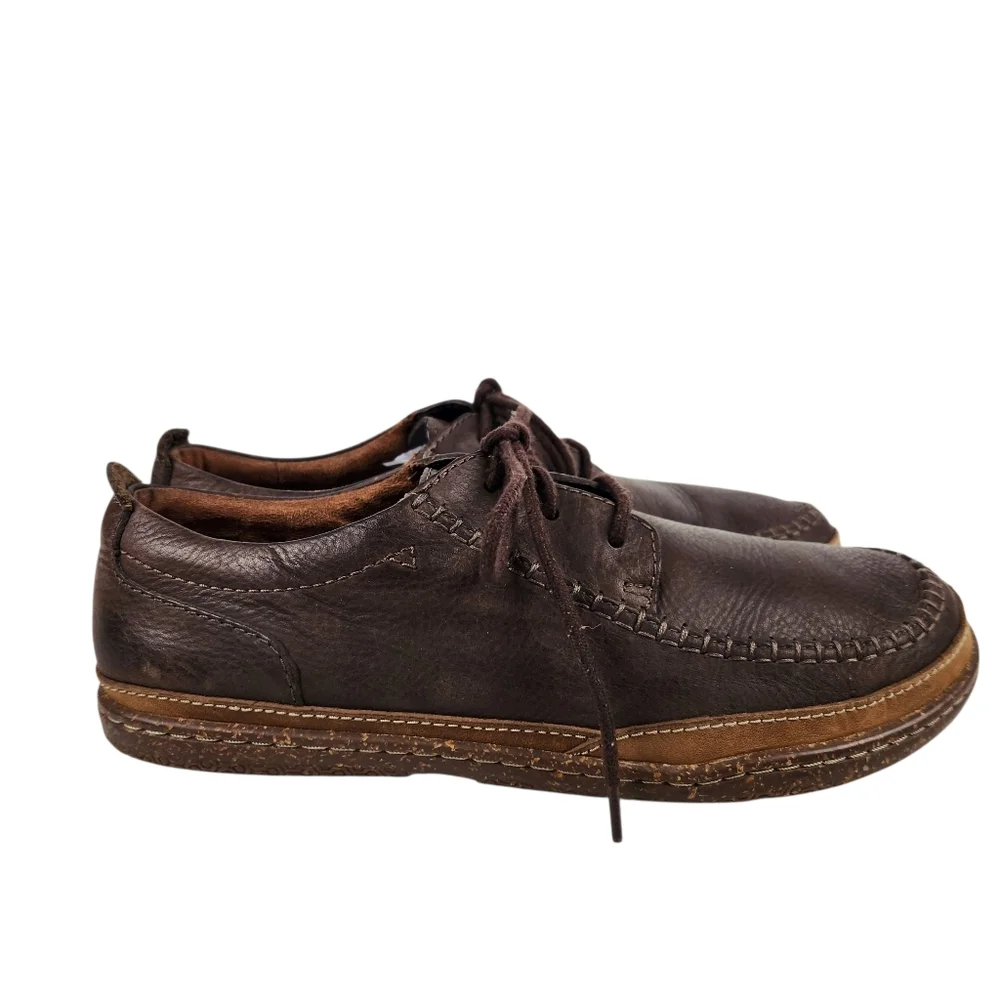 Clarks Trapell Pace Brown Leather Oxfords Moc Derby Wallabee Shoes Mens Size 8.5